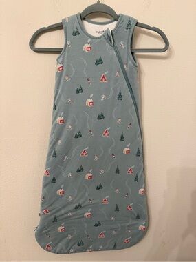 Kyte BABY Light Blue Sleeveless Baby Sleep Sack with Winter Cabin Print 2.5